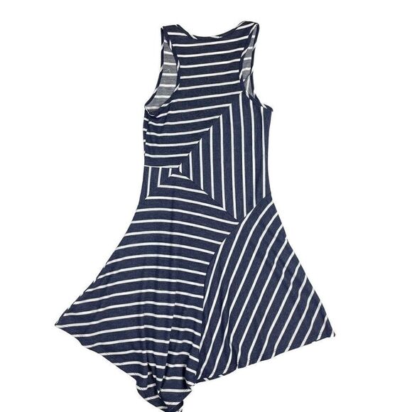 FINN & CLOVER Abstract Nautical Blue & White Tank Dress Juniors Size Large - Picture 2 of 6